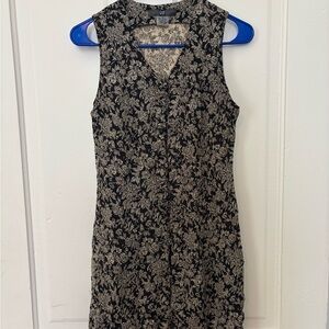 GAP Black Dress with Cream Floral Print - Sleeveless V-Neck Mini